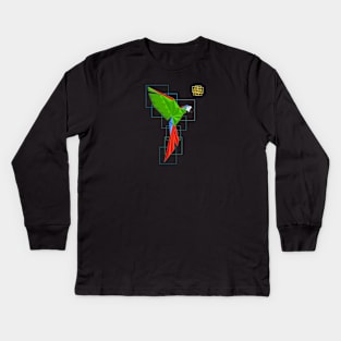 GEOMETRIC PARROT WILD ARARA MACAW BIRD Kids Long Sleeve T-Shirt